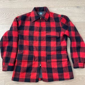 Vintage Red and Black Buffalo Check 100% New Zealand Wool Hunting Jacket